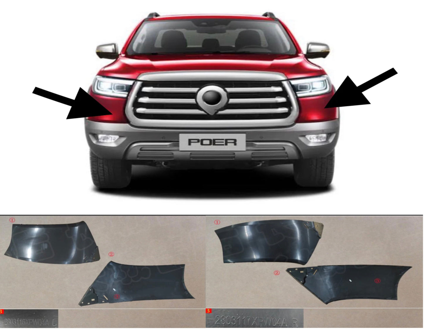 Great Wall Poer Original Front Bumper Trim Panels