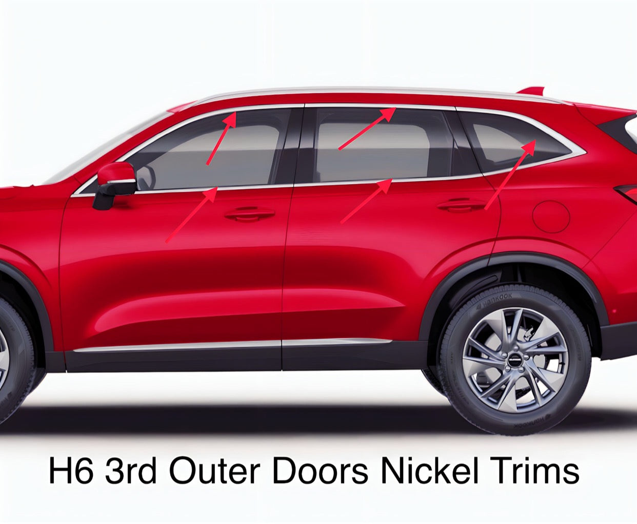 Haval H6 2022 3rd Gen. Original Outer Doors Glass Nickel Trims هافال H6 2022 الجيل الثالث أبواب خارجية أصلية زجاج ديكورات نيكل