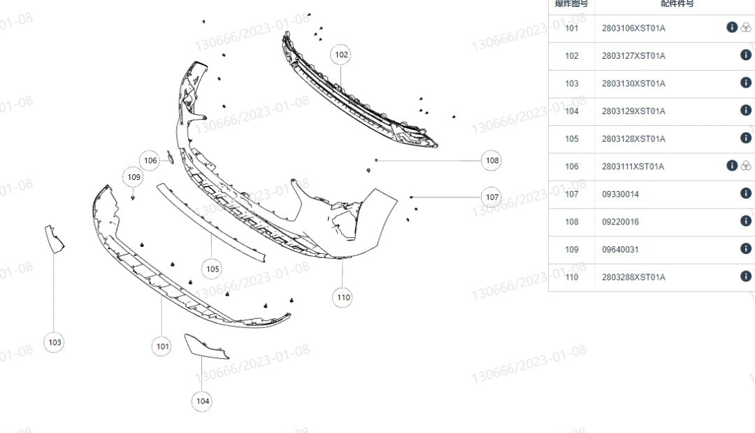 Haval Jolion 2022 Front Bumper Complementary Parts (اكسسوارات الصدام الامامى هافال جوليون 2022)